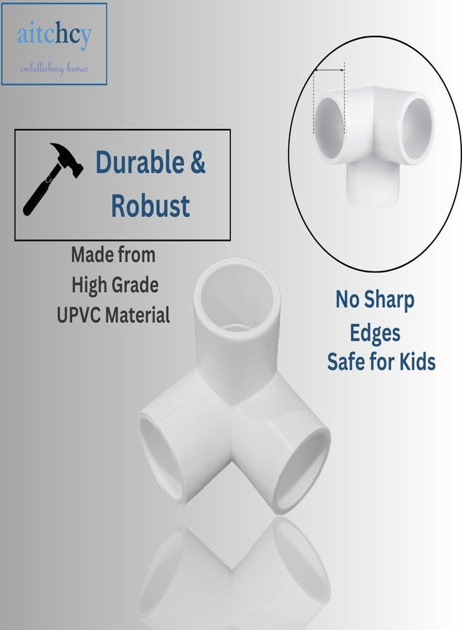Aitchcy Three way PVC Elbow 20mm | 3 Way elbow for PVC pipe having 20mm or 21mm Outer Diameter | 3 Way PVC Pipe Joint | Three way Connector for Furnitures & Structures | 3 Way Connectors 20 mm (12Pcs) - Image 2